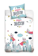 Pościel - Pościel młodzieżowa bawełniana, Carbotex, świecąca w ciemności, super boy, 140x200 + 70x90 cm - miniaturka - grafika 1