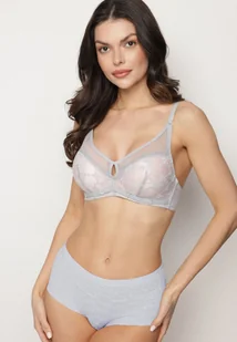 Szaro-Różowy Biustonosz z Koronkowymi Zdobieniami i Odpinanymi Ramiączkami Renarra - Biustonosze - miniaturka - grafika 1