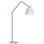 Lampy stojące - Abażurowa lampa podłogowa Zyta do pokoju aluminium biała - miniaturka - grafika 1