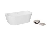 Wanny - Wanna wolnostojąca Besco Vica New 150x80 cm owalna biały połysk syfon z napełnieniem przez przelew chrom WAS-150VNN - miniaturka - grafika 1