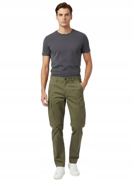 SELECTED HOMME KLASYCZNE SPODNIE BAGGY KOLORY KHAKI 32/32 N1A