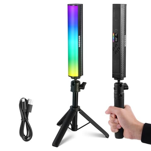 NEEWER Listwa świetlna RGB ze statywem stołowym, przenośny magnetyczny drążek do zdjęć wideo, kolorowa rurka LED, możliwość ściemniania, 2500-8500K CRI95+, bateria 2550 mAh, 17 scen do vlogów TikTok