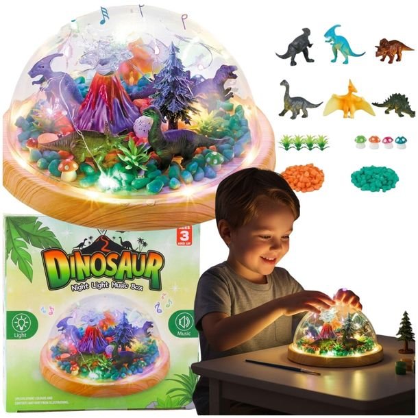 Dinozaur Zestaw Kreatywny Muzyka Terrarium DIY Lampka Nocna dla dzieci