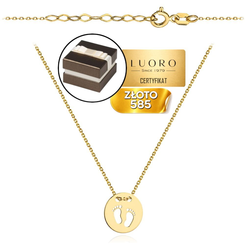 NASZYJNIK ZŁOTY 585 14K KÓŁKO STÓPKI 42 CM + 3 CM REGULACJA ELEGANCKI