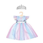 Sukienki i spódniczki dla dziewczynek - Heless Heless 2130 2130 sukienka dla lalek we wzorze wróżki i jednorożca, ze srebrną koroną, rozmiar 35-45 cm, fioletowy, różowy, różowy i niebieski 2130 - miniaturka - grafika 1
