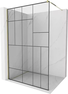 Mexen Kioto ścianka prysznicowa Walk-in 120 x 200 cm, czarny wzór 8 mm, złota - 800-120-101-50-78 - Ścianki i drzwi prysznicowe - miniaturka - grafika 1