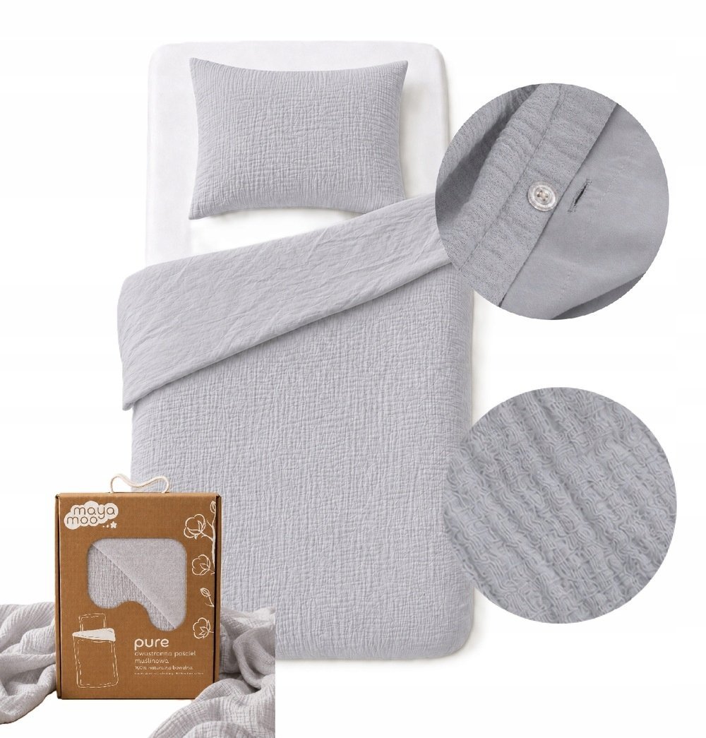 Pościel muślinowa 90x120 dziecięca - dwuwarstwowy muślin 140g/m2 + bawełna