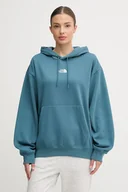 Bluzy damskie - The North Face bluza Essential damska kolor zielony z kapturem gładka NF0A89ENBQ51 - miniaturka - grafika 1