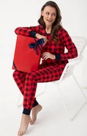 Piżamy damskie - Piżama damska czerwona granatowa krata 393, Kolor czerwono-granatowy, Rozmiar M, Luna - Intymna - miniaturka - grafika 1