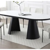 Stoły - Stół do jadalni rozkładany dla 6 do 10 osób z MDF i metalu - Efekt białego marmuru i Czarny - KORIZEA - miniaturka - grafika 1