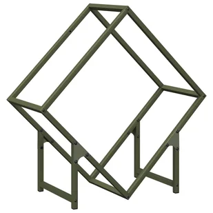 vidaXL Stojak na drewno opałowe Oliwkowo-zielony 60x25x60 cm - Wózki magazynowe - miniaturka - grafika 1