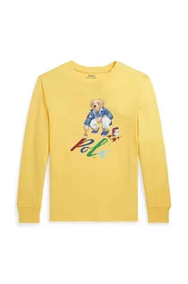 Bluzki dla chłopców - Polo Ralph Lauren longsleeve bawełniany dziecięcy kolor żółty z nadrukiem - grafika 1