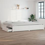 Łóżka - Lumarko Rama łóżka z szufladami, biała, 200x200 cm - miniaturka - grafika 1