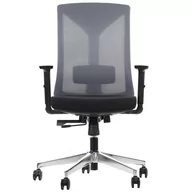 Fotele i krzesła biurowe - Fotel obrotowy HAGER czarno-szary podstawa chromowana - miniaturka - grafika 1