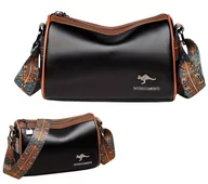 Torebki damskie - Elegancka torebka czarna skórzana damska na ramię listonoszka - miniaturka - grafika 1