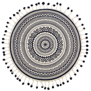 Dywany - Beliani Dywan okrągły z chwostami 120 cm kremowo-czarny TATVAN - miniaturka - grafika 1