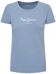 Pepe Jeans Koszulka damska New Virginia Ss N, niebieski (stalowy niebieski), L - Koszulki i topy damskie - miniaturka - grafika 1