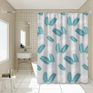 Zasłony prysznicowe - Wodoodporna Zasłona Prysznicowa do Łazienki, Zasłona Prysznicowa z Piór PEVA, Nowoczesny Przezroczysty Dekor, Zielona Zasłona Prysznicowa z Piór (150 - miniaturka - grafika 1