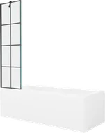 Wanny - Mexen Cubik wanna prostokątna 150 x 70 cm z obudową i parawanem 1-skrzydłowym 50 cm, czarny wzór - 550315070X9505007077 - miniaturka - grafika 1