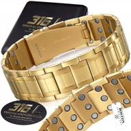 Bransolety męskie - SZEROKA ZŁOTA ZDROWOTNA BRANSOLETA BRANSOLETKA MĘSKA MAGNETYCZNA MOCNA 21MM - miniaturka - grafika 1
