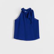 Bluzki damskie - Reserved - Bluzka z ozdobnym wiązaniem - Niebieski - miniaturka - grafika 1