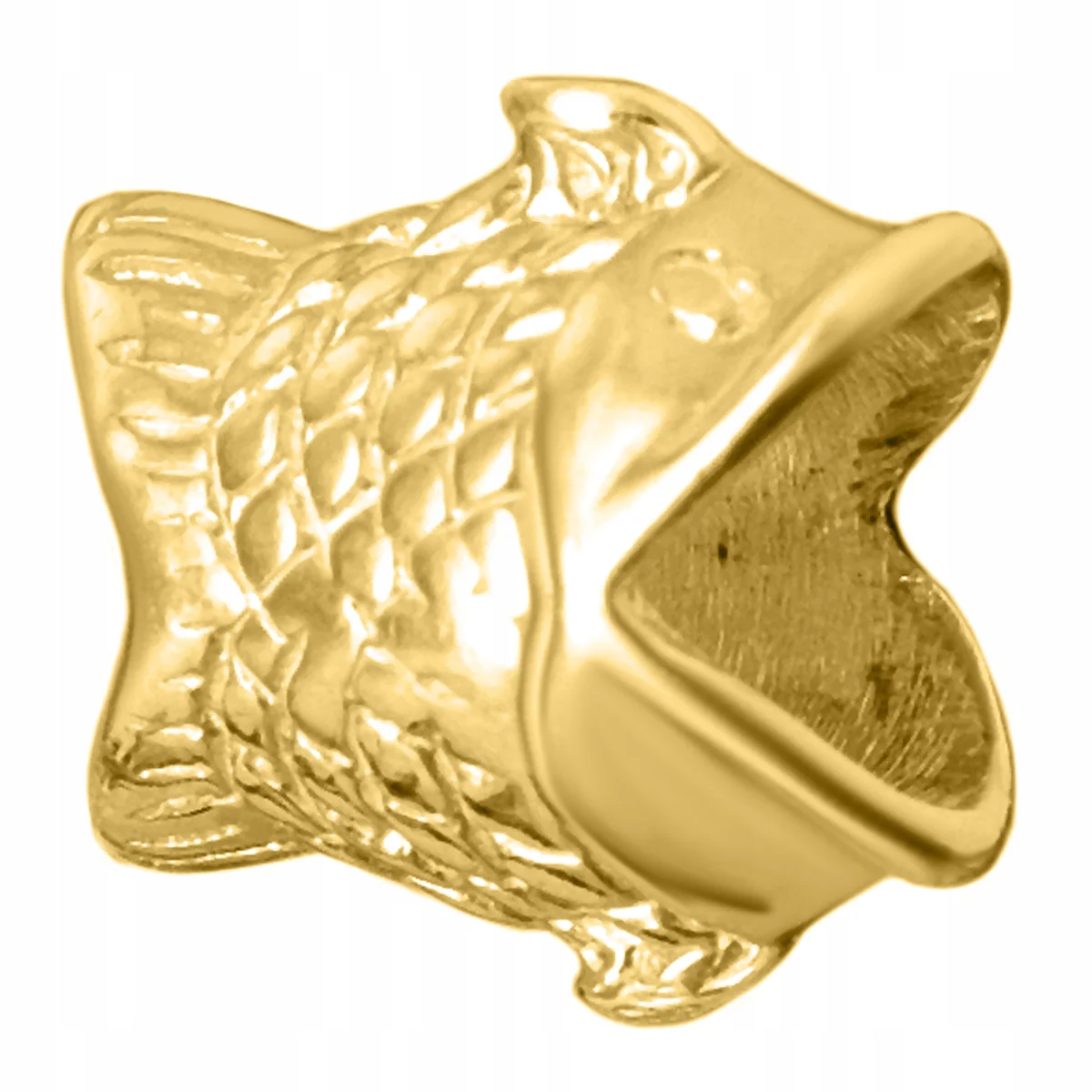 CHARMS Złoty Rybka POZŁACANY 585 Koralik z Rybą do bransoletki SREBRO 925