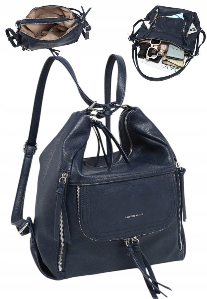 Praktyczna Torebka Torba Damska Plecak 2w1 LUIGISANTO V6621-1 Blue