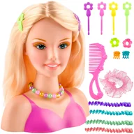 Zabawy w naśladowanie dorosłych - Głowa do Stylizacji Czesania Włosów Fryzur Lalka + Akcesoria Blond Włosy KRUZZEL - miniaturka - grafika 1