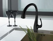 Baterie kuchenne - Blue Water GRASSE CZARNY MAT BATERIA Z WYCIĄGANĄ WYLEWKĄ Z PRZYŁĄCZNIKIEM STRUMIENIA WODY - miniaturka - grafika 1