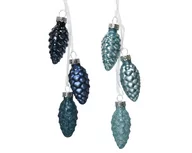 Bombki - Mini Bombki szklane szyszki do dekoracji 2,5x6cm 3 sztuki Granatowe / błękitne - miniaturka - grafika 1