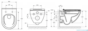 Roca Hebe miska WC wisząca Rimless biała A346136000 - Kompakty WC - miniaturka - grafika 2