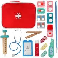 Zabawy w naśladowanie dorosłych - Zestaw Małego Lekarza z drewna - Apteczka Medyczna // 3527 - miniaturka - grafika 1