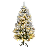 Choinki - vidaXL Sztuczna choinka na zawiasach, 150 lampek LED i bombki, 150 cm - miniaturka - grafika 1