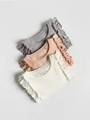 Bluzki dla dziewczynek - Reserved - Koszulka z falbanką 3 pack - złamana biel - miniaturka - grafika 1