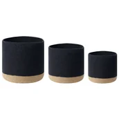 Kosze wiklinowe - Zestaw 3 koszy bawełnianych czarny z beżowym BASIMA - miniaturka - grafika 1