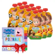 Desery dla dzieci - BoboVita Świnka Peppa Mus jabłko mango pomarańcza po 6 miesiącu + Książeczka GRATIS Zestaw 12 x 100 g - miniaturka - grafika 1