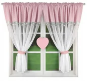 Firany - FIRANA GOTOWA WOAL 400x145 Z FILCEM W KSZTAŁCIE SERCA RÓŻOWA TAŚMA TUNEL - miniaturka - grafika 1