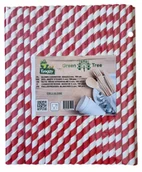 Słomki do napojów - Słomki papierowe Grube Shake Spirala Biało - Czerwona 197mm x 8mm, 100 sztuk - miniaturka - grafika 1