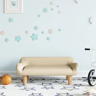 vidaXL Sofa dla dzieci, kremowa, 70x40x24 cm, obita tkaniną - Meble do sypialni - miniaturka - grafika 1