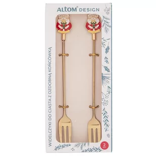 Komplet 2 Widelczyków Do Ciasta Z Ozdobną Końcówką, Mikołaj, W Odcieniu Złota Lumarko! - Zestawy sztućców - miniaturka - grafika 4