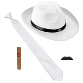 Gadżety na imprezę - Zestaw Gangstera Biały Lata 20 4 El. - miniaturka - grafika 1