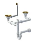 Syfony - QUADRON SYFON MANUALNY DO ZLEWOZMYWAKÓW Z GRANITU złoty nano PVD - miniaturka - grafika 1