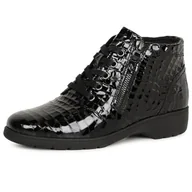 Botki damskie - Caprice Damskie sztyblety Lace Boot Flat 9-25152-41, Black Croco, 42 EU szerokie, Czarny, krokodyl, 42 EU Weit - miniaturka - grafika 1