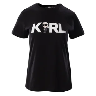 Damska Koszulka z krótkim rękawem KARL LAGERFELD IKONIK 2.0 KARL LOGO T-SHIRT 230W1706-999 – Czarny - Koszulki i topy damskie - miniaturka - grafika 1