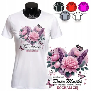 KOSZULKA DAMSKA Z NADRUKIEM T-SHIRT - SZCZĘŚLIWEGO DNIA MATKI MAMA - XS - Koszulki i topy damskie - miniaturka - grafika 1