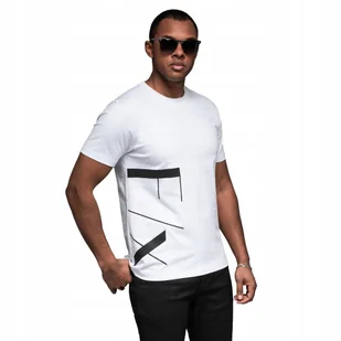 Koszulka męska bawełniany jersey biała modna Ombre OM-TSPT-0213 V2 roz. XXL - Koszulki męskie - miniaturka - grafika 1