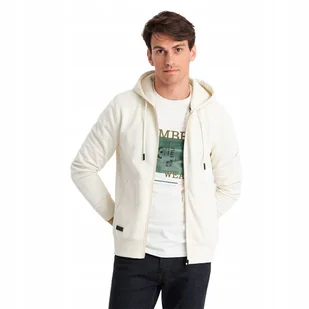 Męska bawełniana bluza dresowa BASIC kremowa V5 OM-SSBZ-0160 M - Bluzy męskie - miniaturka - grafika 1