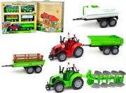Samochody i pojazdy dla dzieci - Zestaw 2 szt. traktorów 3 szt.  przyczepy  i pług - miniaturka - grafika 1