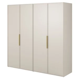 Szafa czterodrzwiowa Frame z drążkiem, półkami i kontenerkiem 200 cm Szary beż - Szafy - miniaturka - grafika 1