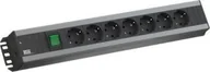 Listwy zasilające - Bachmann Gniazdo BACHMANN 7x styk ochronny, przełącznik, kompatybilne ze stelażem 19 cali, 2 m - miniaturka - grafika 1